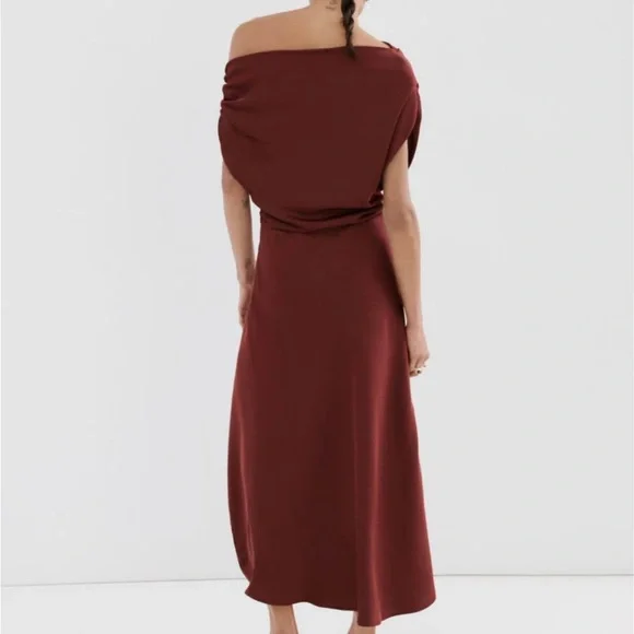 Mango Navy Asymmetrical Cowl-Neck Dress - Picture 4 of 8